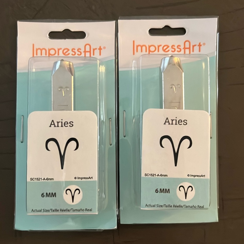 TWO Impress Art stamps, Aries, 6mm